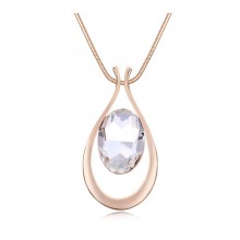 Gold Plated Boutique Sweater Chain White Crystal